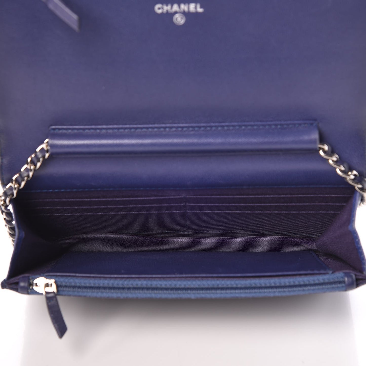 Lambskin Quilted Degrade Wallet On Chain WOC Purple White