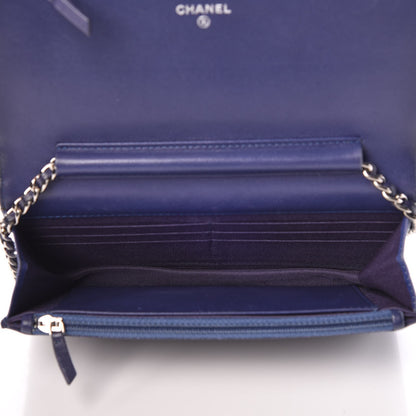 Chanel Lambskin Quilted Degrade Wallet On Chain WOC Purple White 5 of 12
