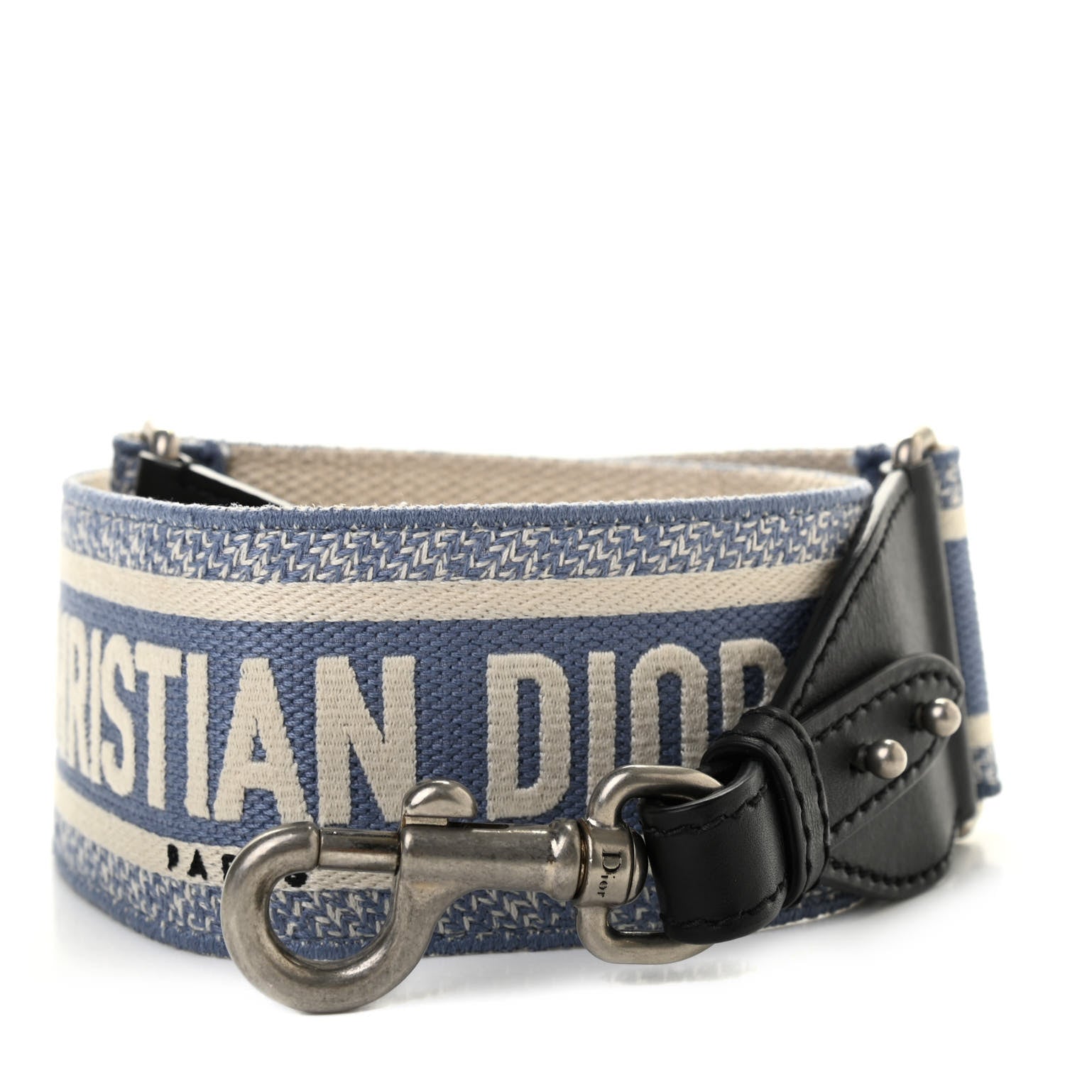 Christian Dior Canvas Embroidered Shoulder Strap Light Blue 1 of 7