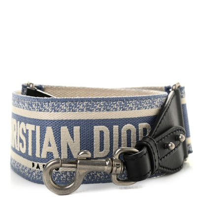 Christian Dior Canvas Embroidered Shoulder Strap Light Blue 1 of 7