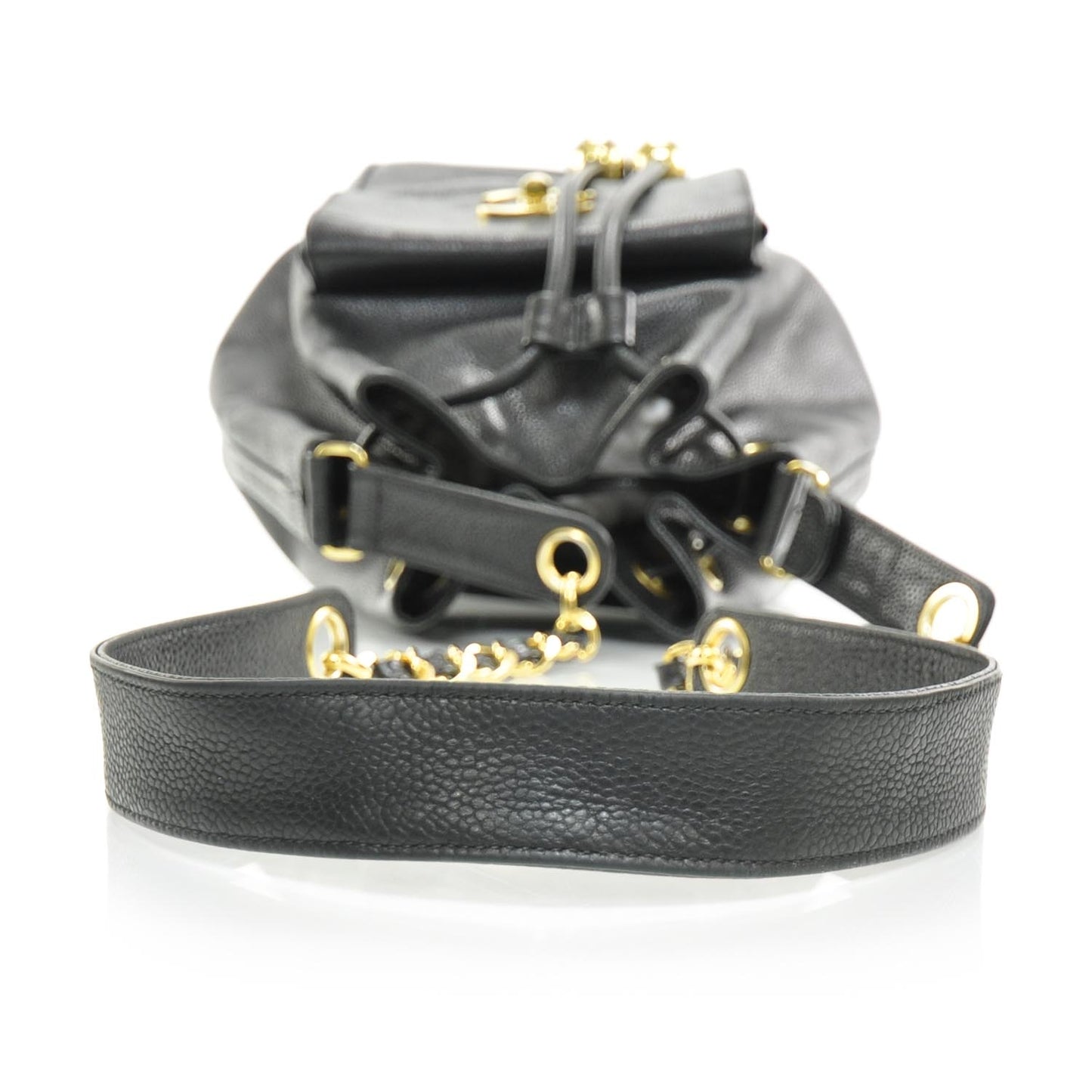 Caviar Drawstring Shoulder Bag Black