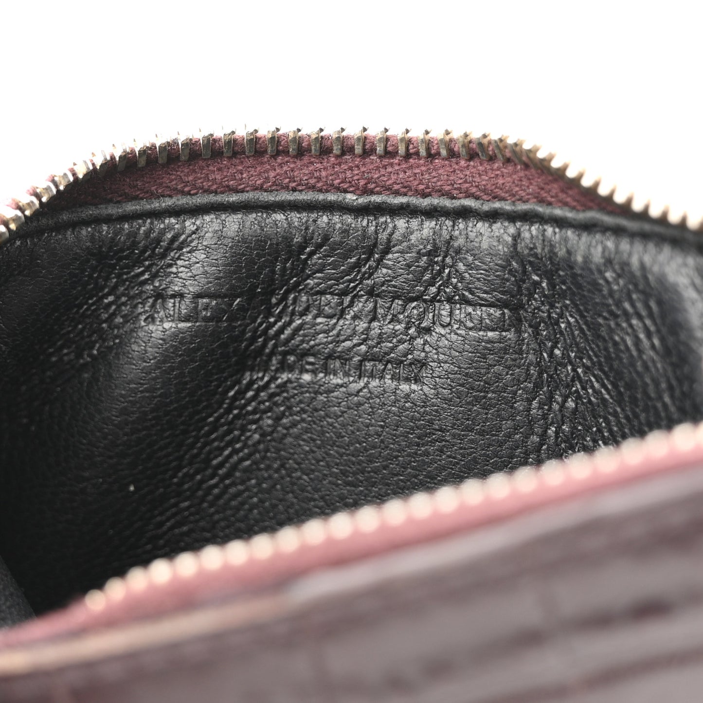 Calfskin Crocodile Embossed Card Holder Wallet Burgundy