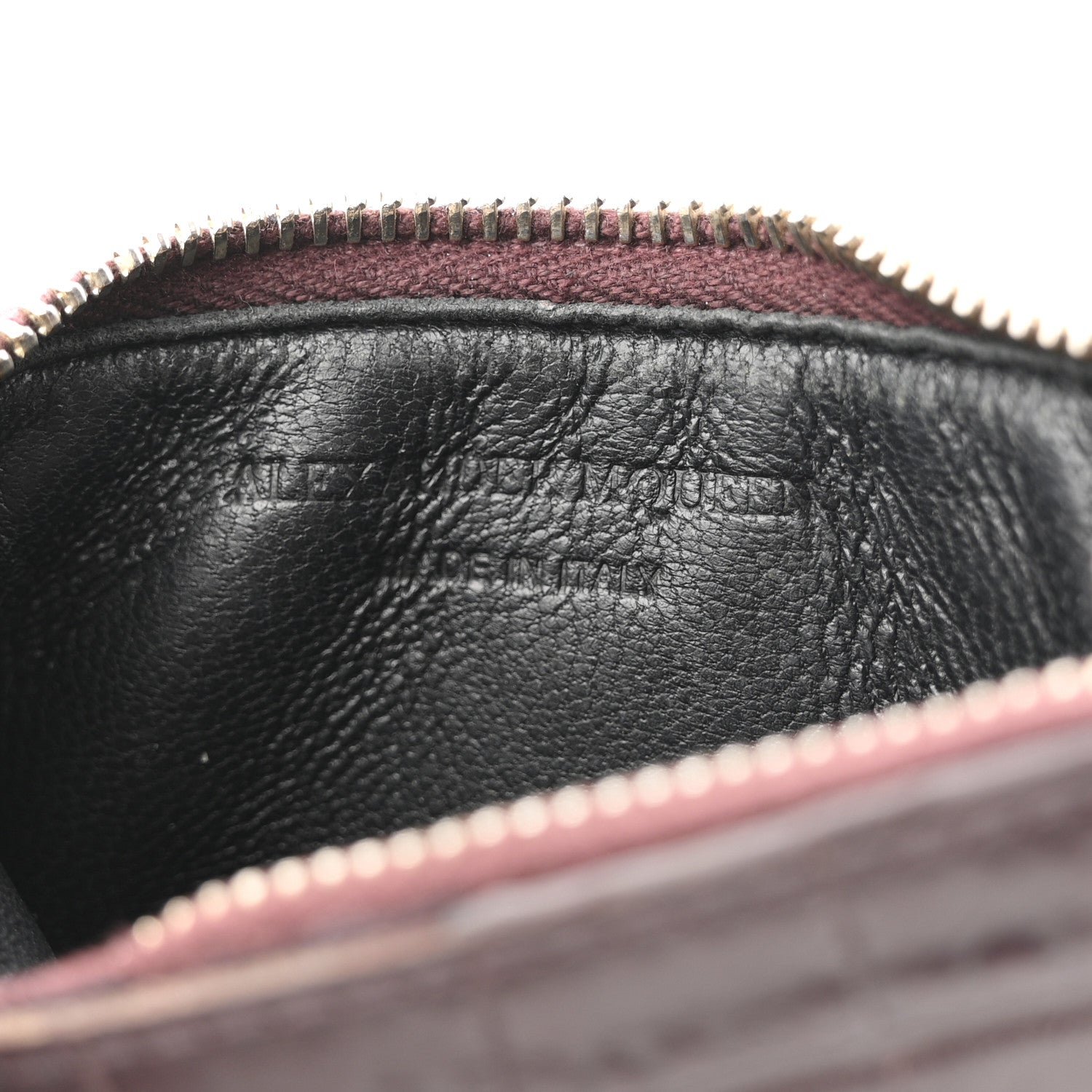Alexander McQueen Calfskin Crocodile Embossed Card Holder Wallet Burgundy 6 of 9