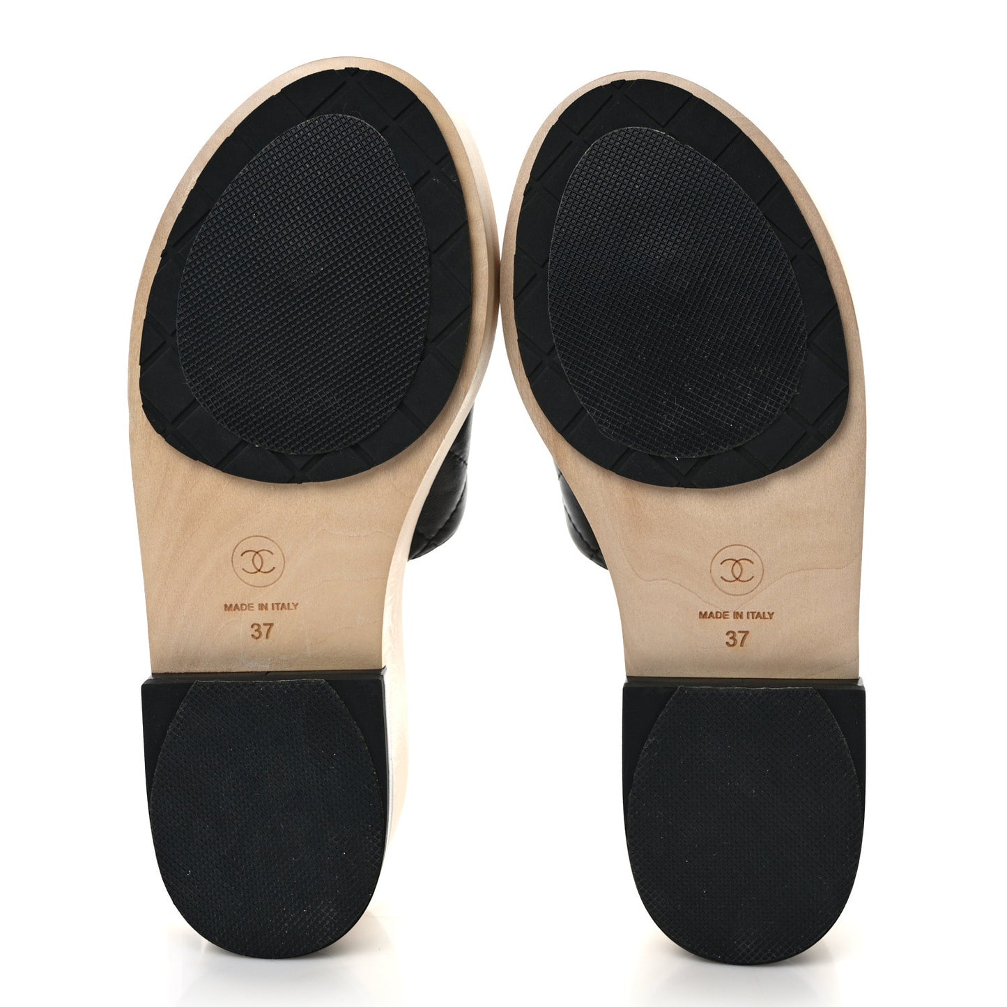 Lambskin CC Flat Slide Sandals 37 Black