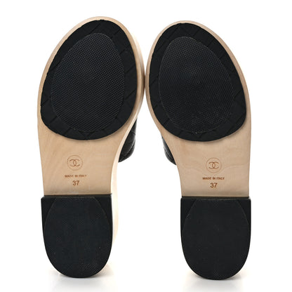 Chanel Lambskin CC Flat Slide Sandals 37 Black 5 of 8