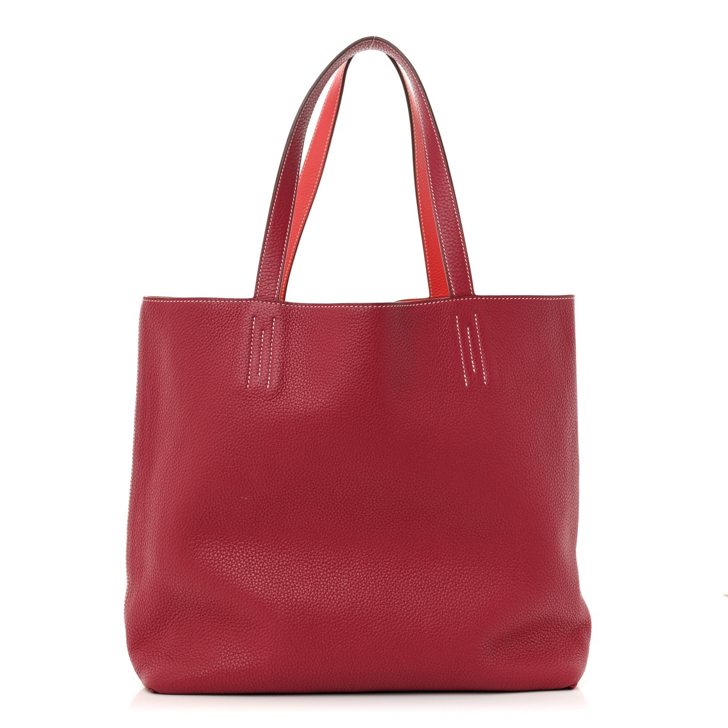 Hermes Taurillon Clemence Double Sens 45 Reversible Tote Rubis Bougainvillea 1 of 19