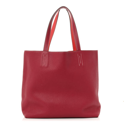 Hermes Taurillon Clemence Double Sens 45 Reversible Tote Rubis Bougainvillea 1 of 19