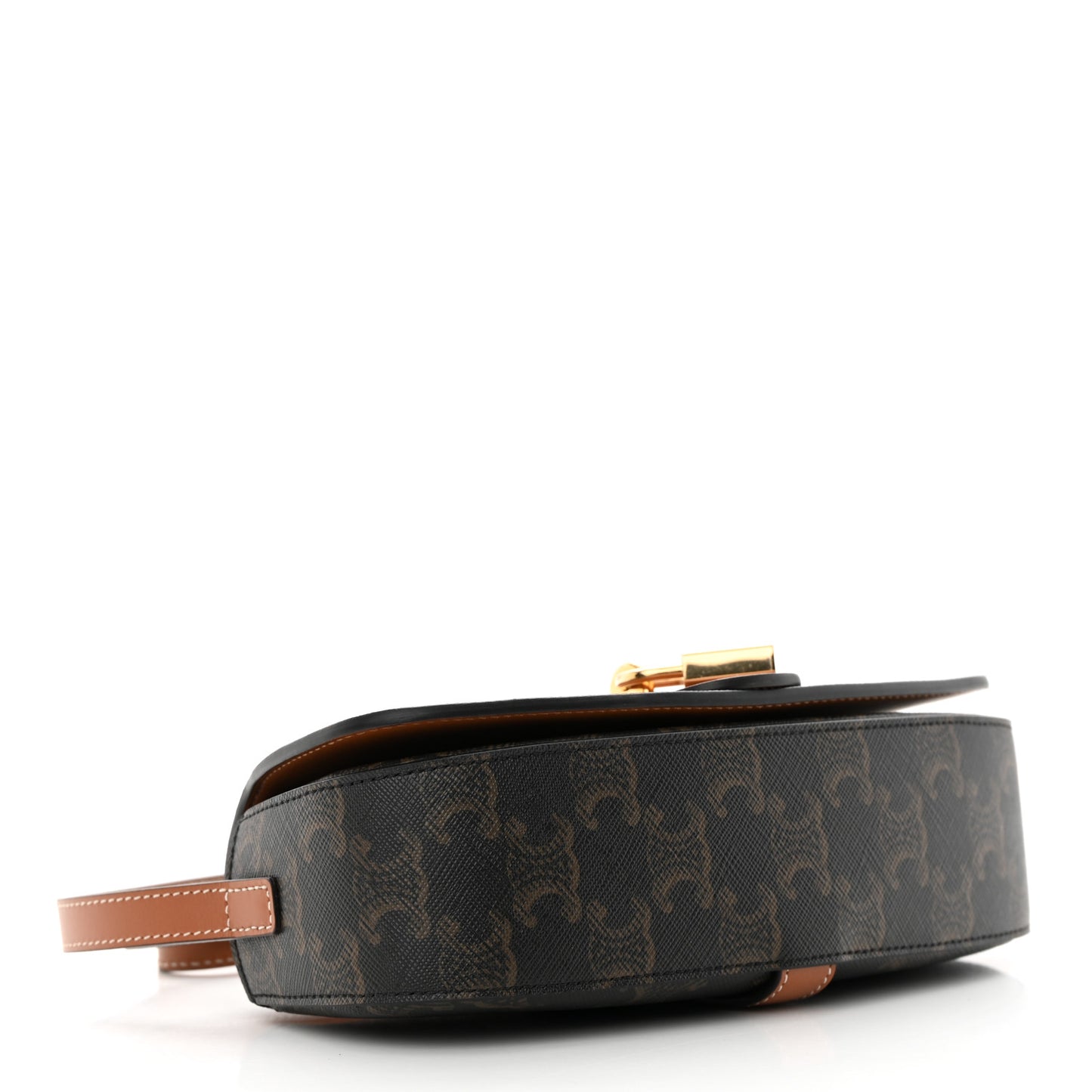 Triomphe Canvas Calfskin Tabou Clutch on Strap Tan