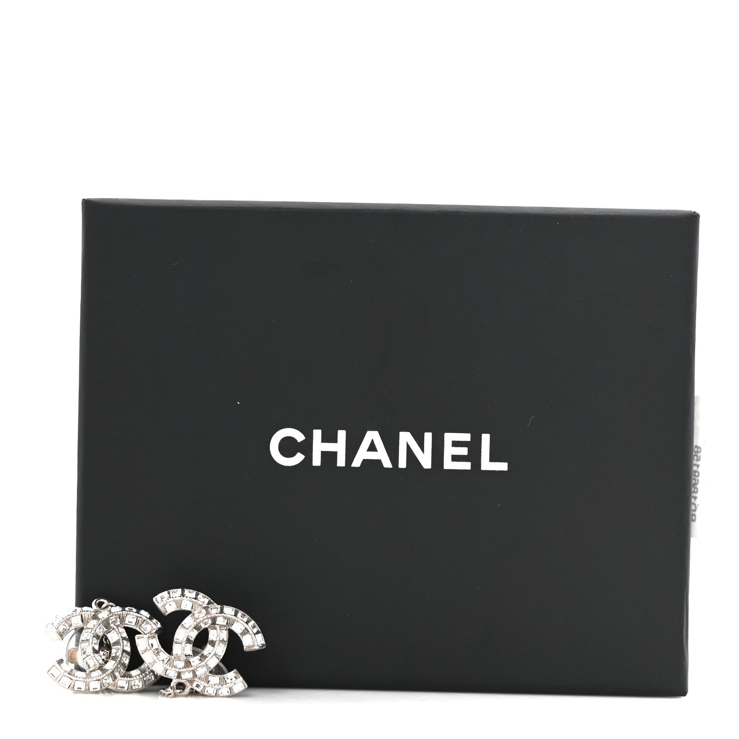 Chanel Baguette Crystal CC Drop Earrings Silver 5 of 5