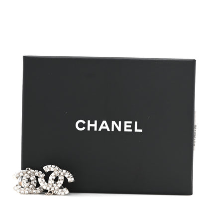 Chanel Baguette Crystal CC Drop Earrings Silver 5 of 5