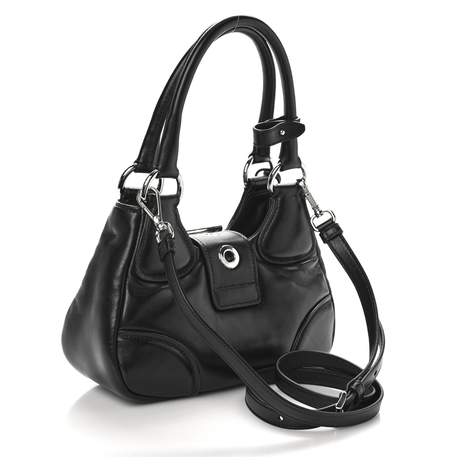 Prada Nappa Soft Padded Re-Edition 2002 Moon Bag Black 3 of 9