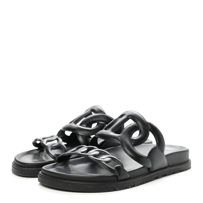 Hermes Nappa Extra Sandals 37 Black 3 of 9