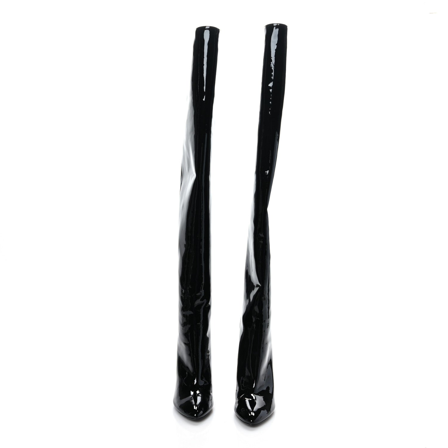 Saint Laurent Patent Kiki 85 Over The Knee Boots 38 Black 2 of 6