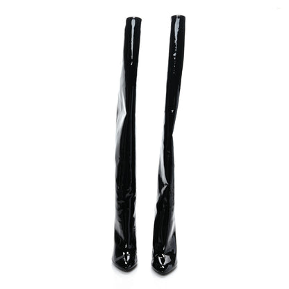 Saint Laurent Patent Kiki 85 Over The Knee Boots 38 Black 2 of 6