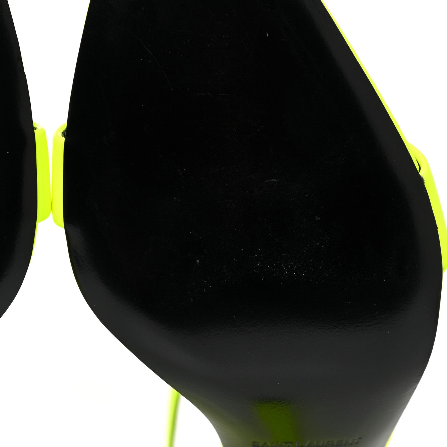 Saint Laurent Patent Calfskin Amber 105 Ankle Strap Sandals 37.5 Yellow Fluo 7 of 10