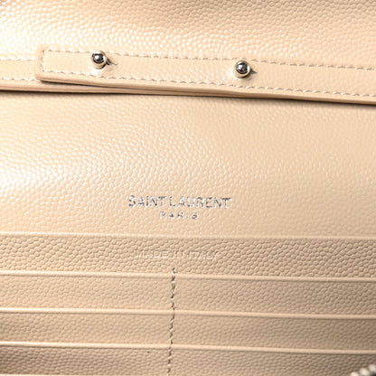 Saint Laurent Grain De Poudre Matelasse Chevron Monogram Chain Wallet Dark Beige 6 of 10