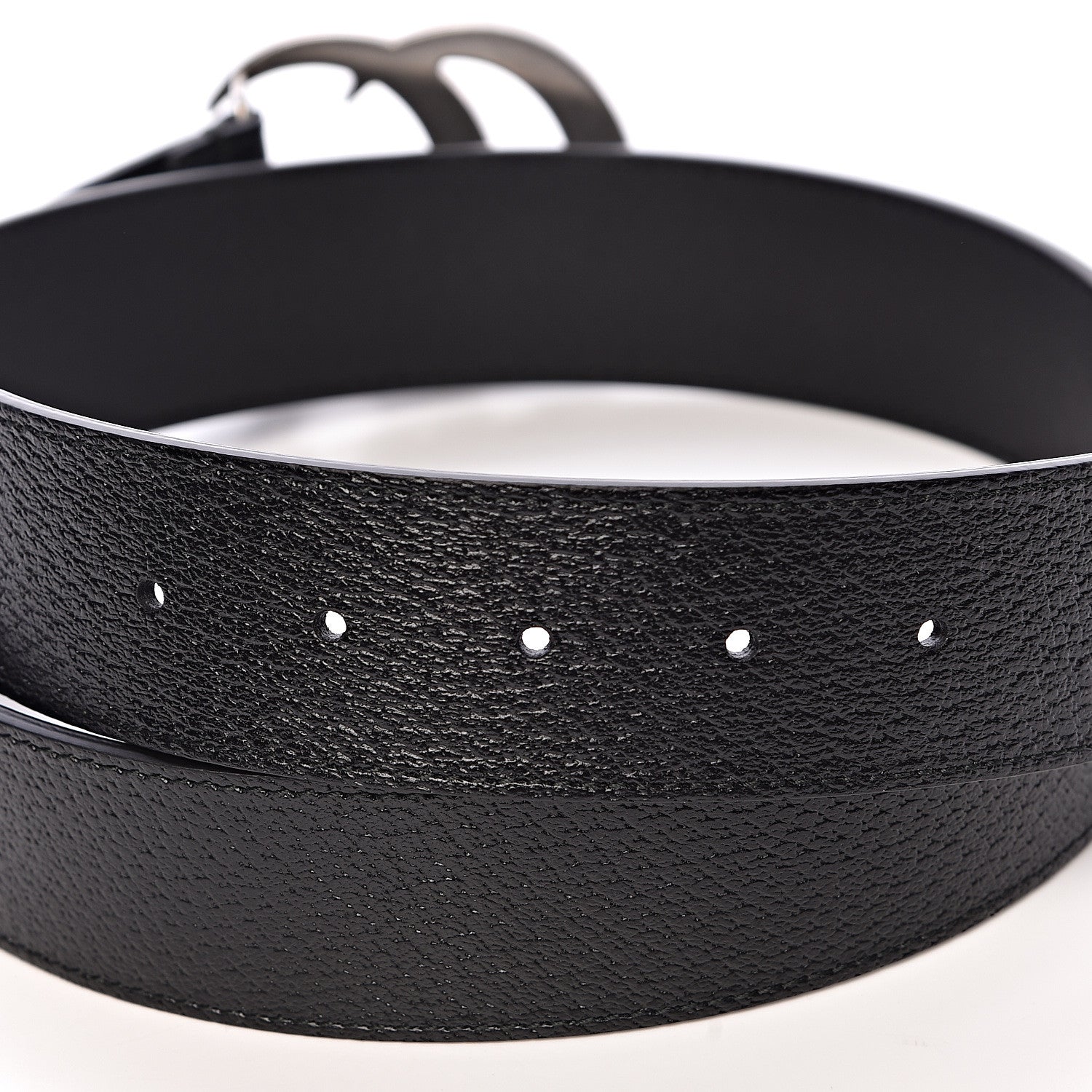 Gucci Textured Dollar Calfskin Nickel Double G 40mm Belt 90 36 Black 4 of 6
