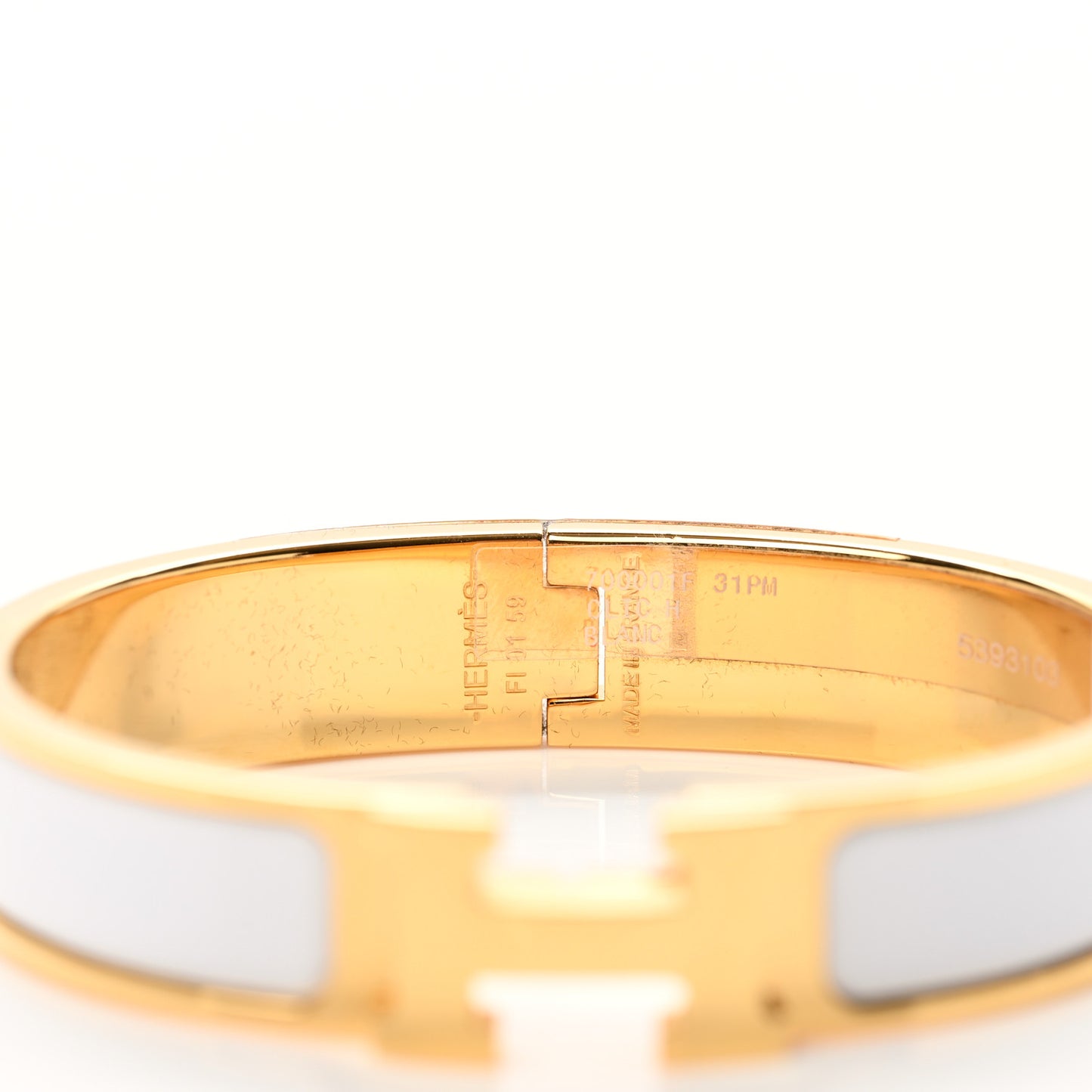 Enamel Narrow Clic Clac H Bracelet PM White