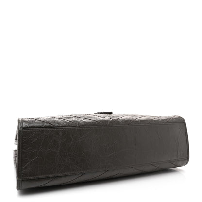 Saint Laurent Crinkled Calfskin Matelasse Monogram Niki Shoulder Bag Storm 4 of 12