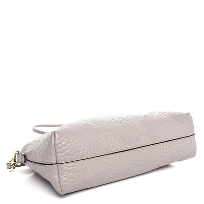 Burberry Signature Grain Calfskin Check Embossed Small Chichester Crossbody Clutch Bag Pale Grey 4 of 10