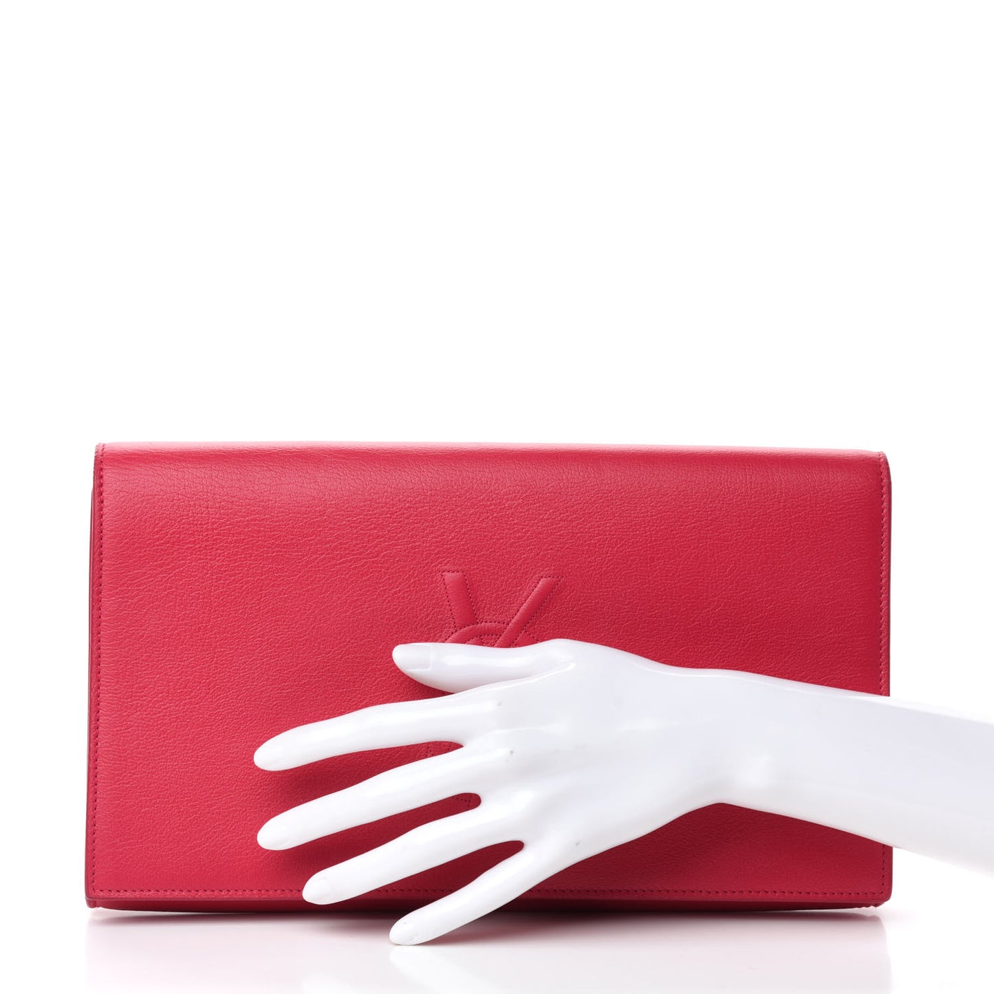 Calfskin Monogram Large Belle De Jour Clutch Lipstick Fuchsia
