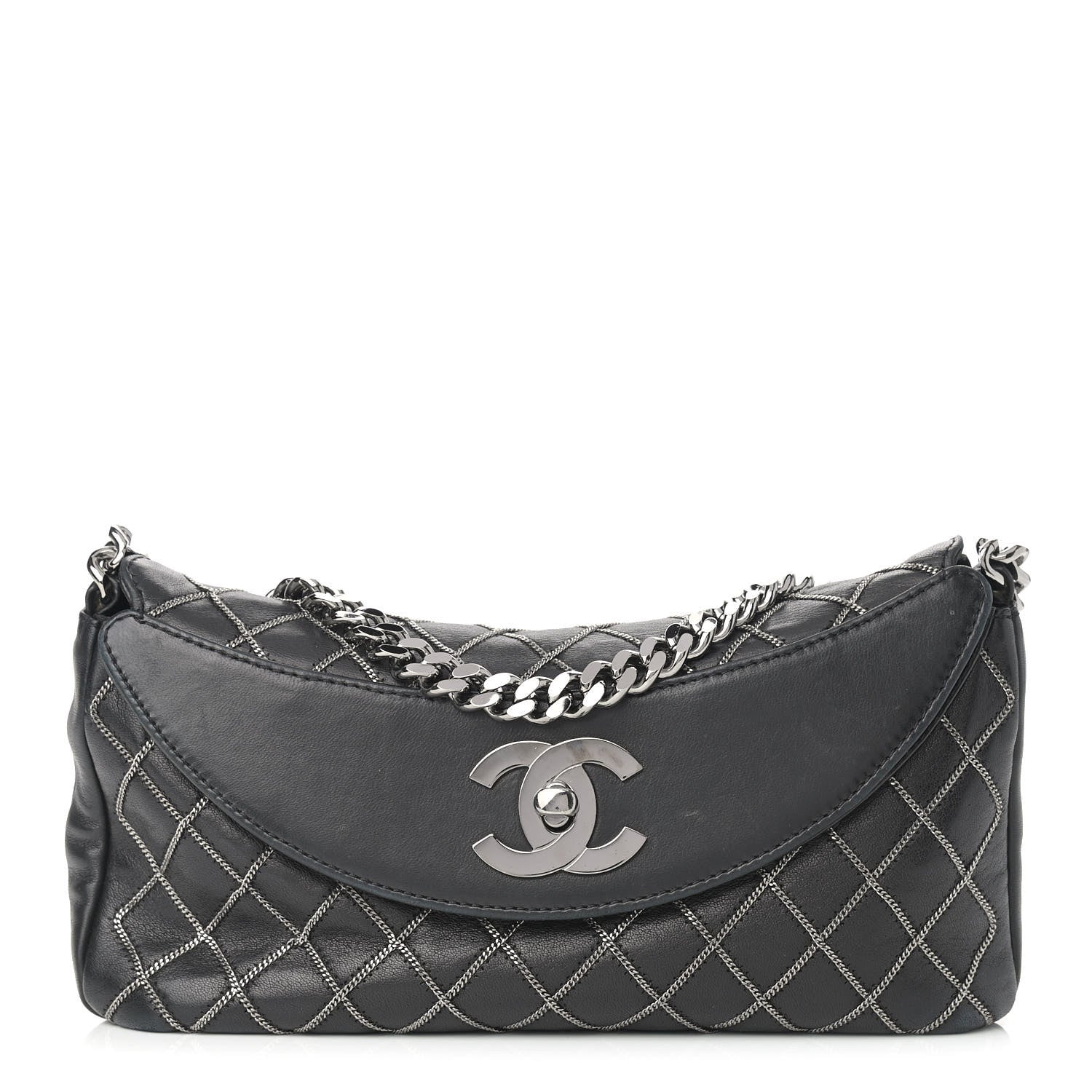 Chanel Lambskin Chain Stitch Clutch Black 1 of 14