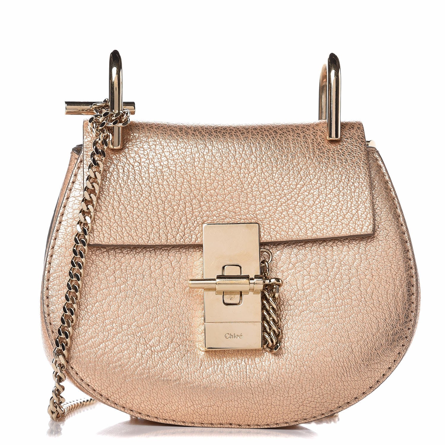 Chloe Metallic Grained Goatskin Nano Drew Shoulder Bag Abstract Gold 1 of 7