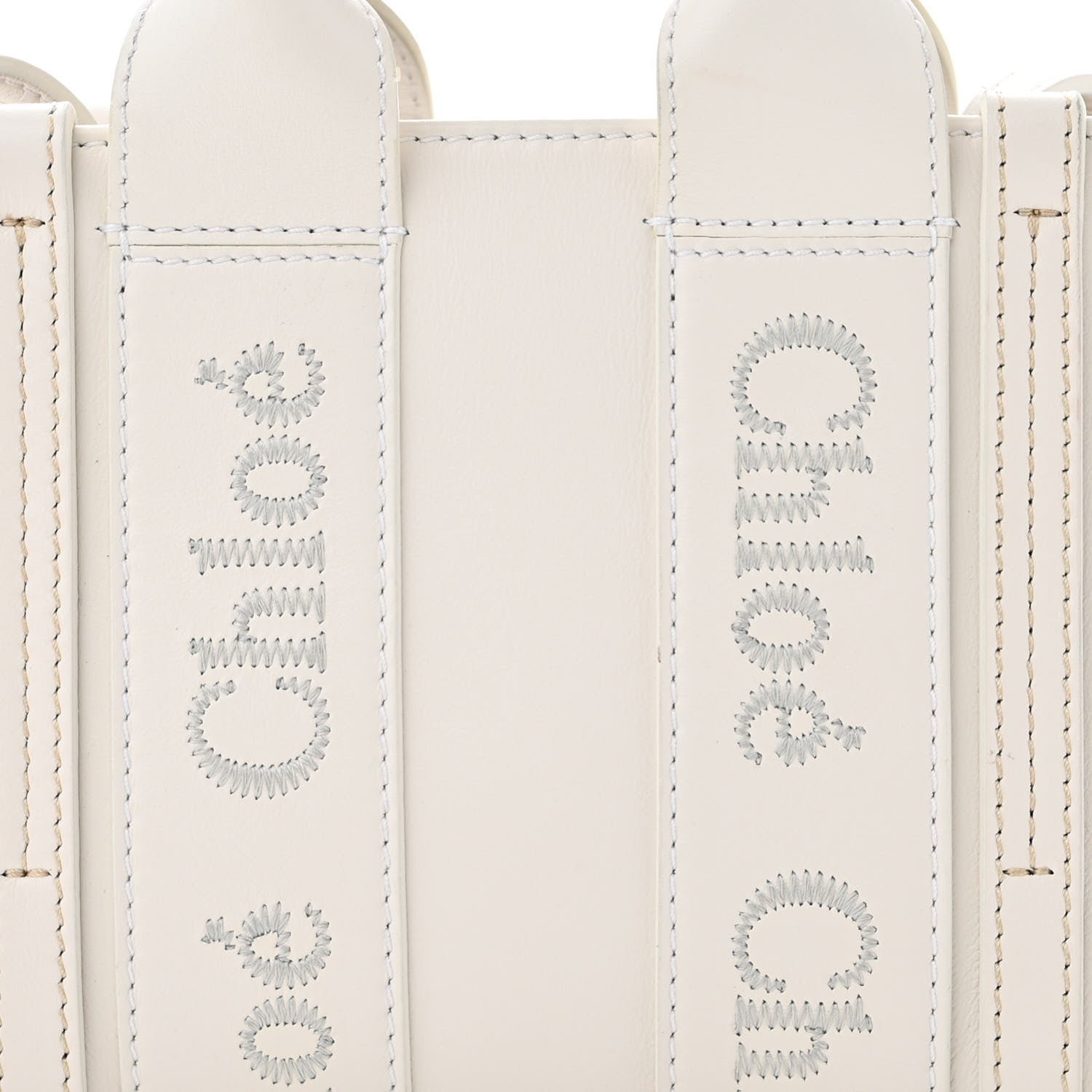 Chloe Calfskin Mini Woody Ribbon Tote White 8 of 10