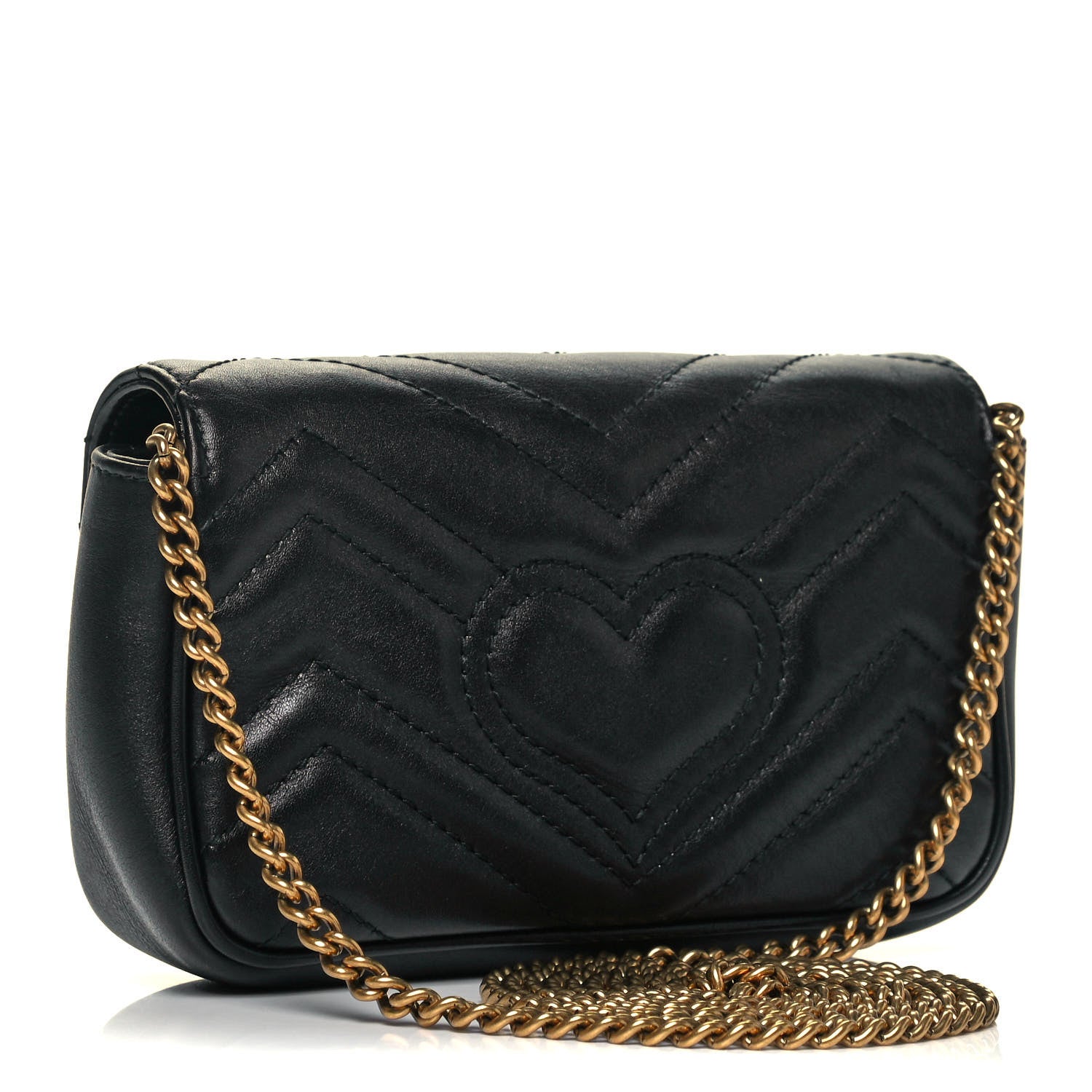 Gucci Calfskin Matelasse Super Mini GG Marmont Shoulder Bag Black 3 of 10