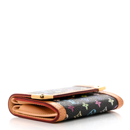 Louis Vuitton Monogram Multicolor Porte-Monnaie Plat Coin Purse Black 4 of 7