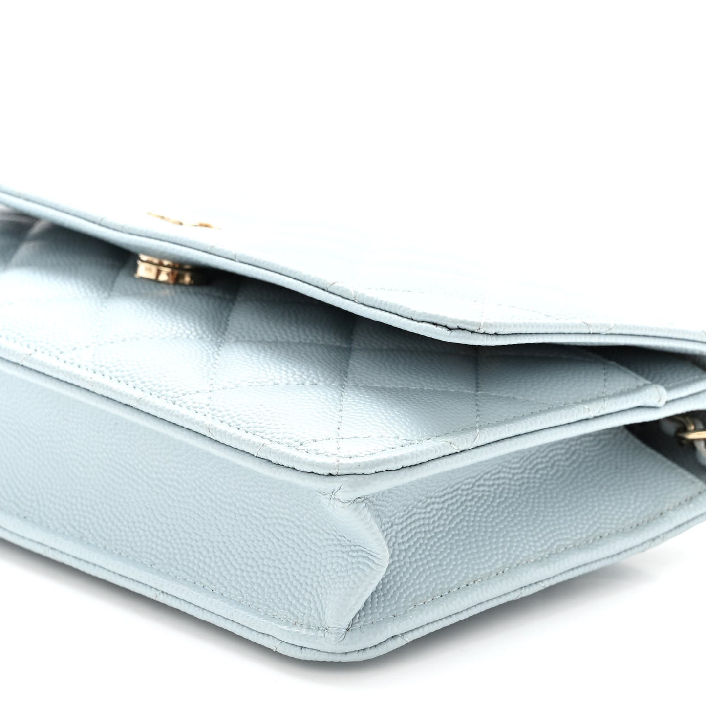 Caviar Quilted Wallet On Chain WOC Light Blue