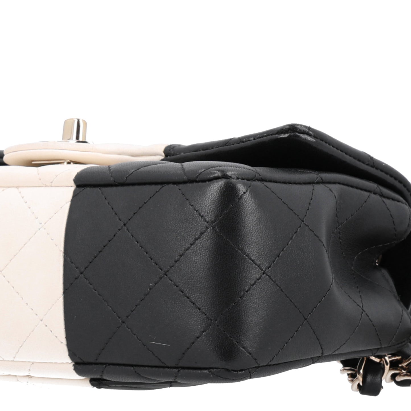 Lambskin Quilted Mini Rectangular Flap White Black