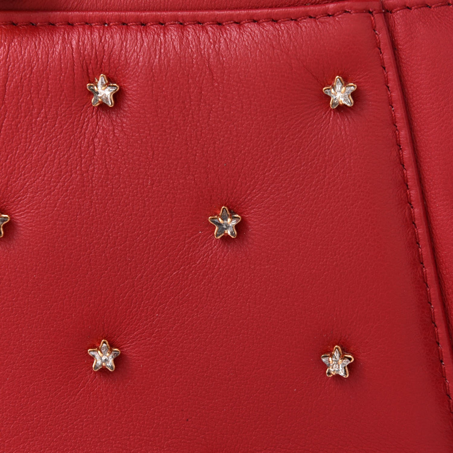Fendi Nappa Crystal Stars Studded XS Peekaboo Iconic Satchel Fragola 9 of 11
