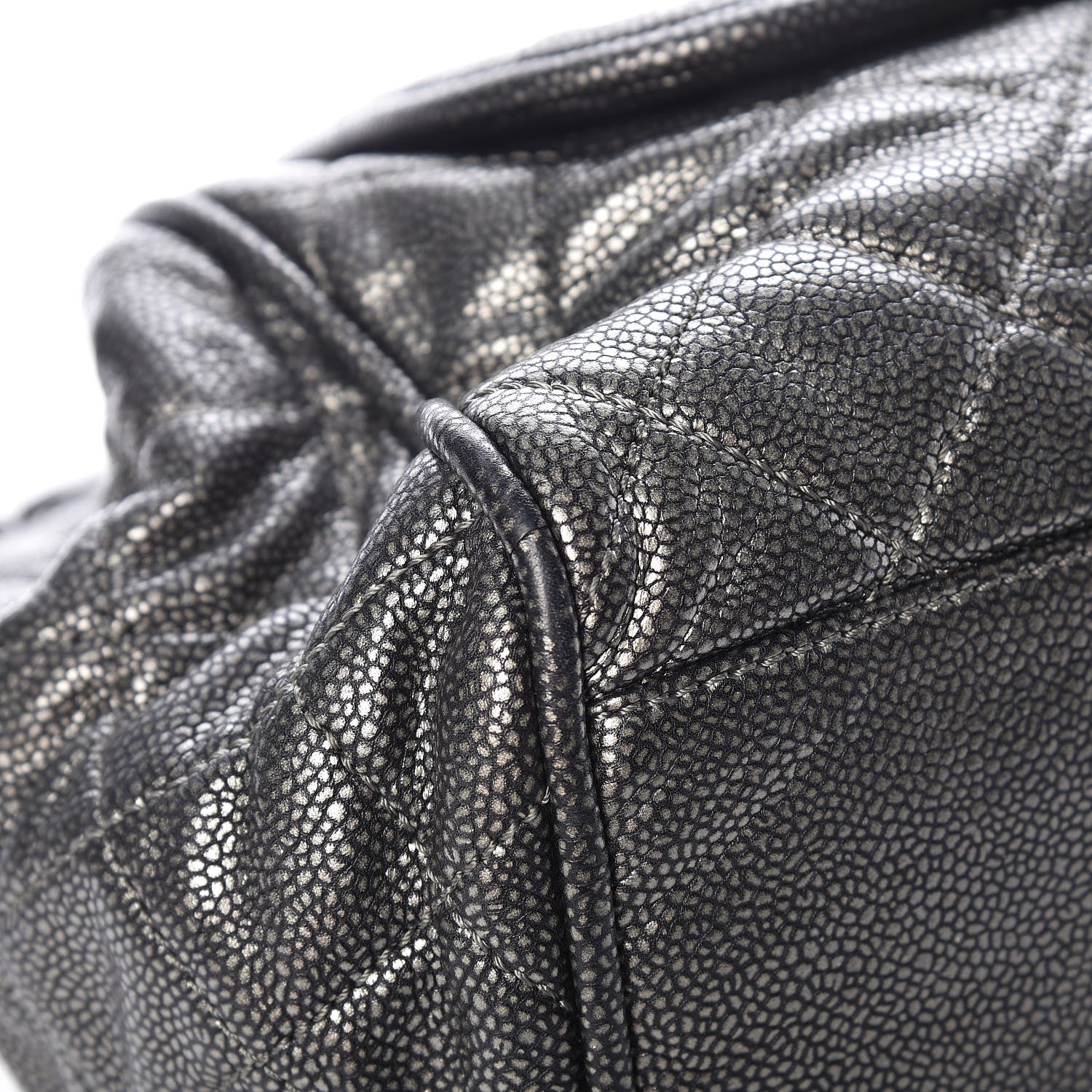 Chanel Metallic Caviar Quilted Timeless Accordion Flap Dark Silver 9 of 13