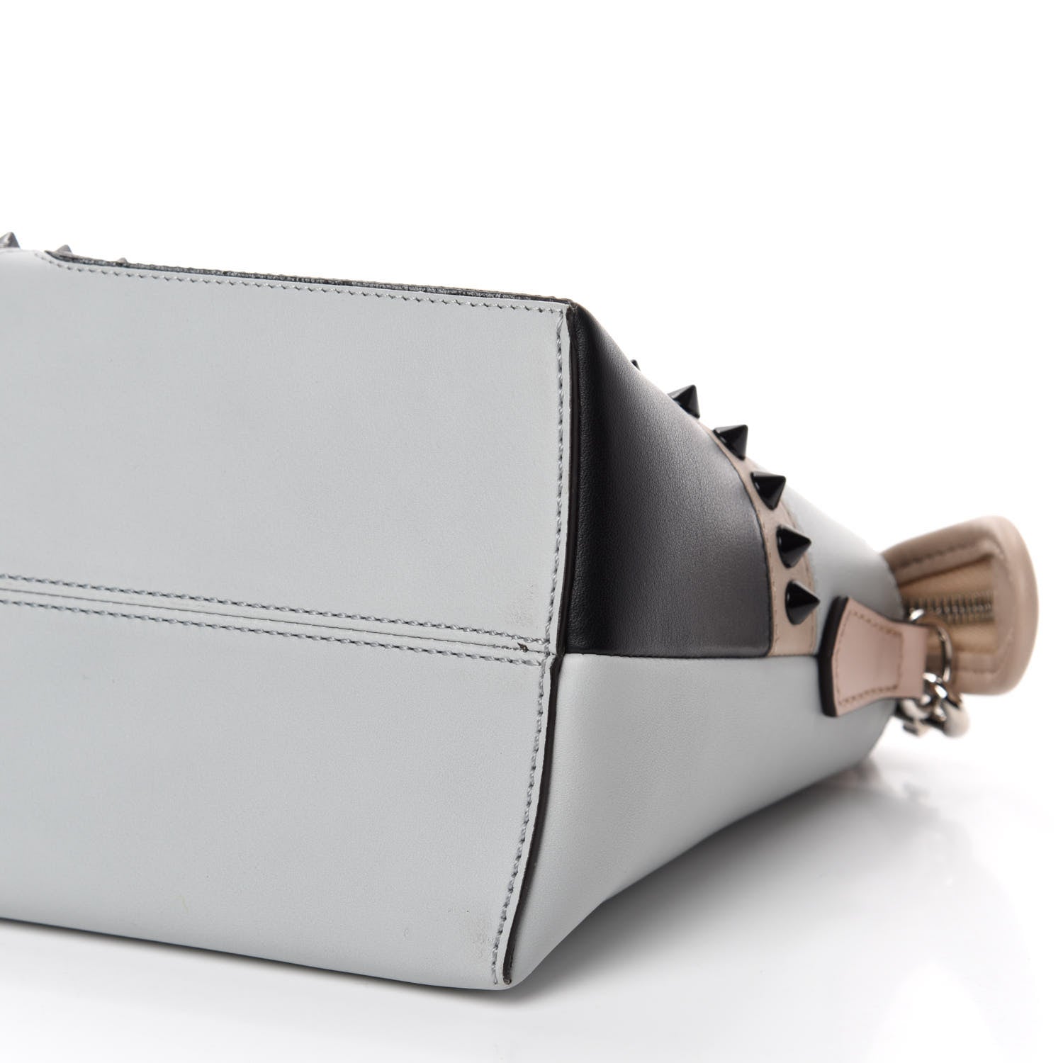 Fendi Vitello Dolce Monster Eyes Inlay Studded Medium By The Way Boston Bag Grigio Perla Nuvola Multicolor 7 of 10