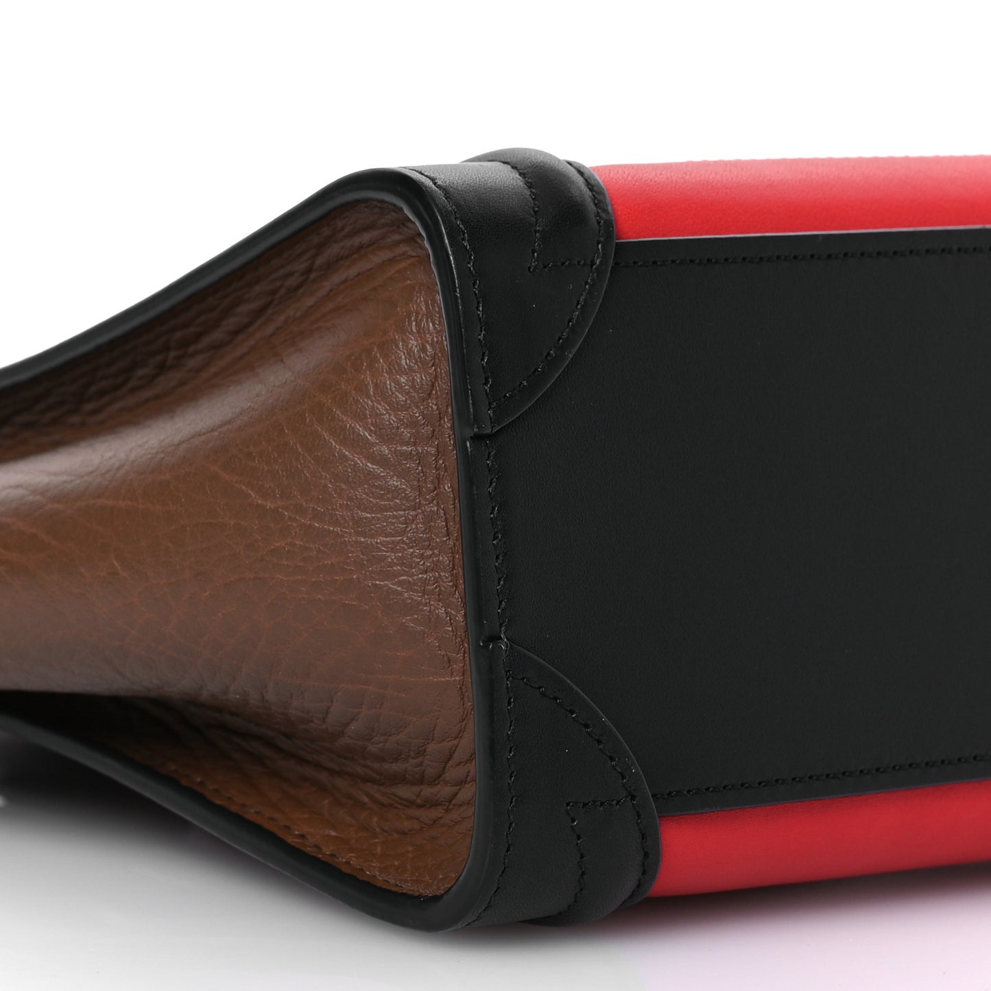 Smooth Calfskin Bullhide Nano Tri-Color Luggage Bright Red