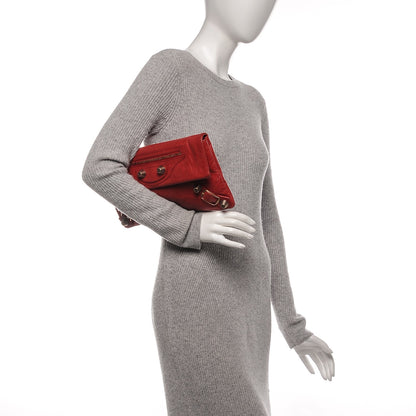 Balenciaga Agneau Giant 21 Rose Gold Hardware Envelope Clutch Rouge Coquelicot 2 of 8