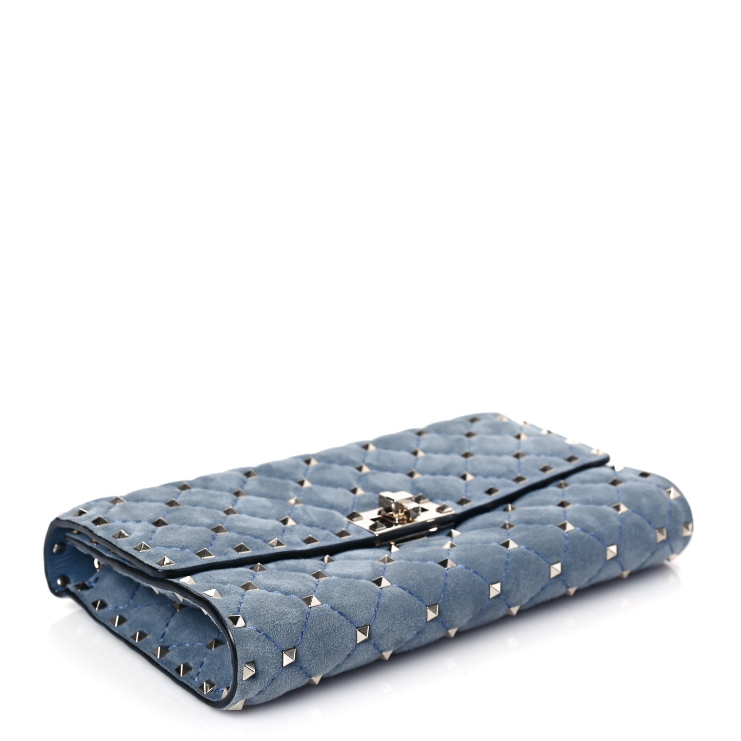 Suede Rockstud Spike Wallet on Chain Bright Blue