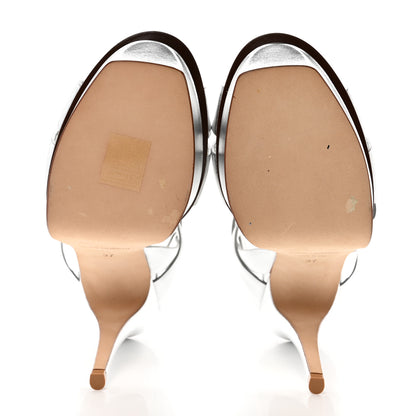 Saint Laurent Metallic Calfskin Tribute 105 Platform Sandals 37 Silver 5 of 7