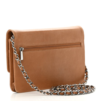 Chanel Lambskin Timeless CC Wallet On Chain WOC Light Brown 3 of 17