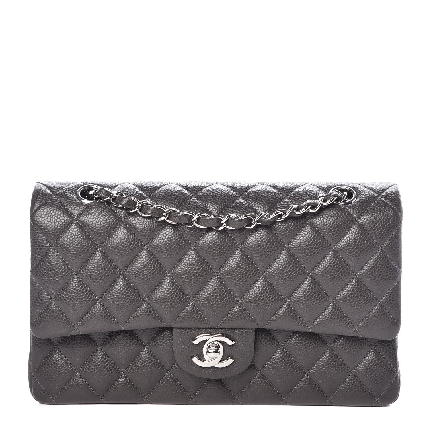 Chanel Caviar Quilted Medium Double Flap Dark Grey 1 of 9