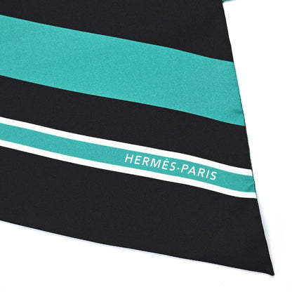 Hermes Silk Cachemire Et Rayure Maxi Twilly Cut Vert Black White 2 of 4
