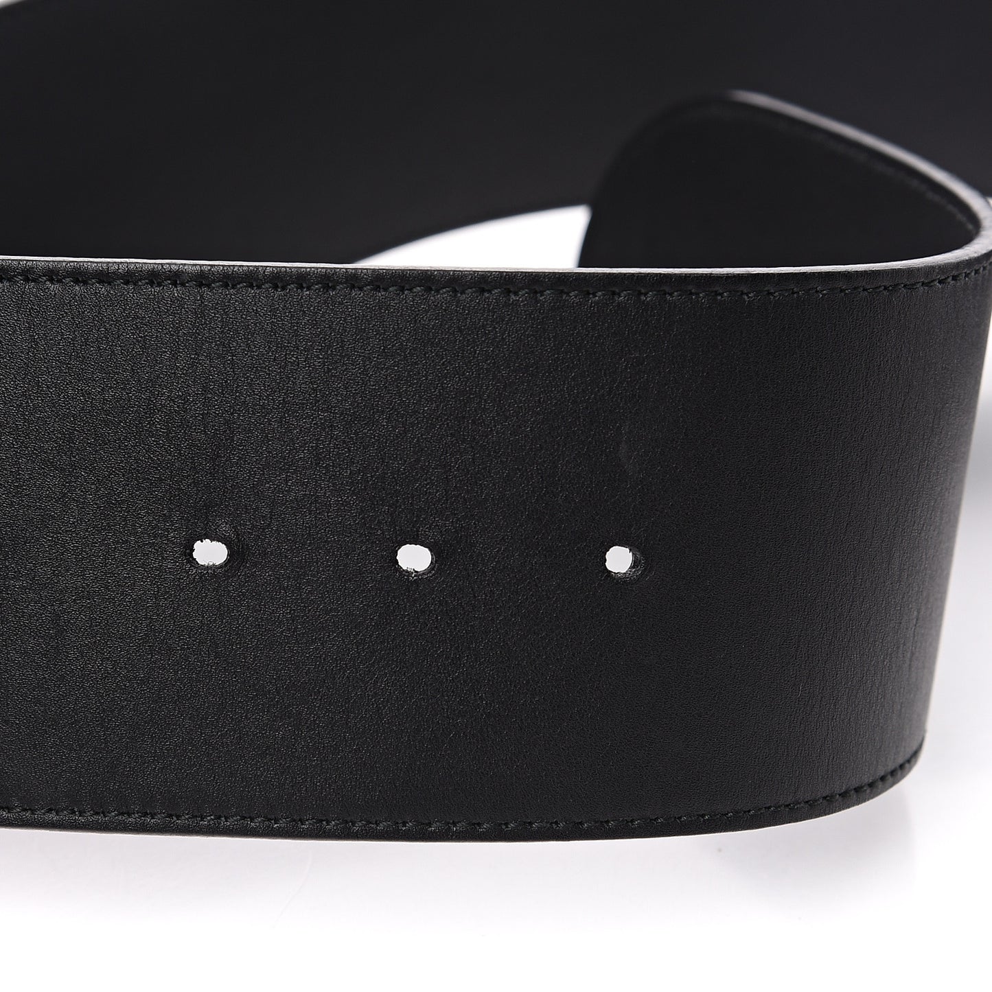 Moon Calfskin Pearl Double G 70mm Belt 75 30 Black Cream
