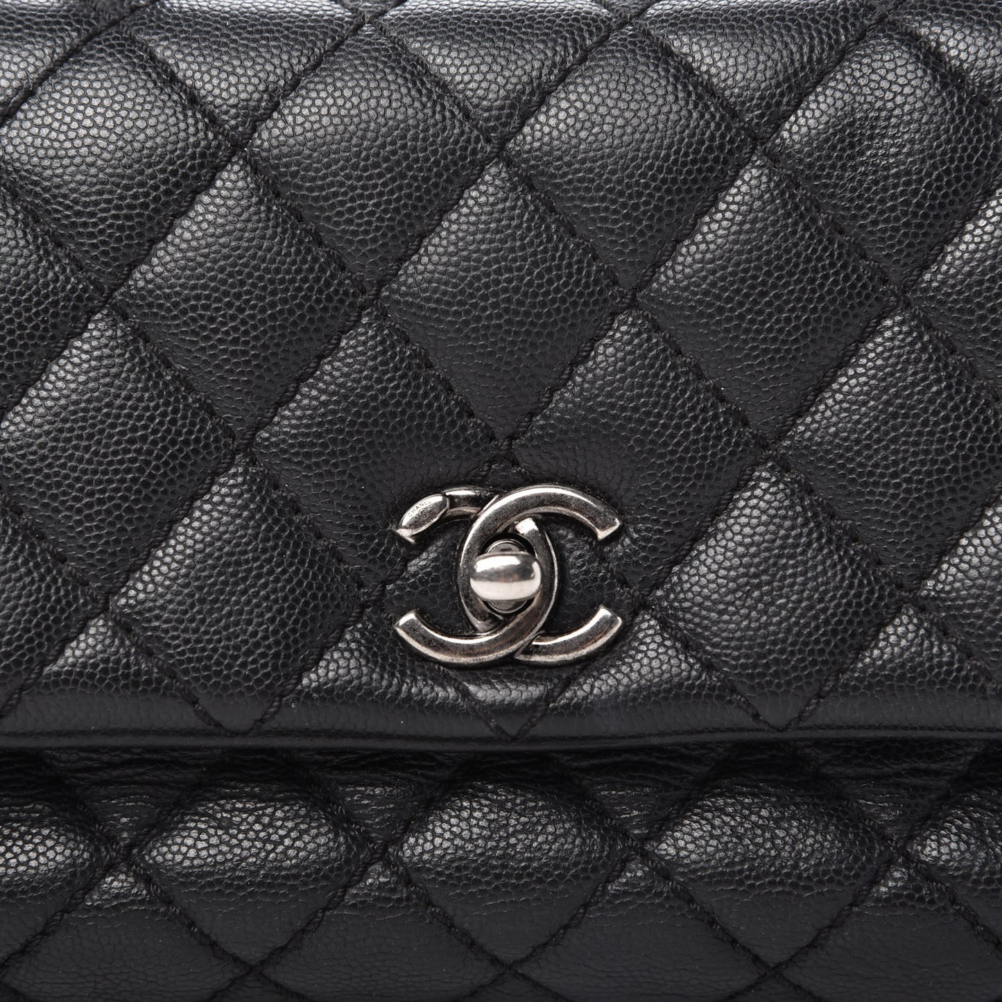 Caviar Quilted Mini Coco Handle Flap Black