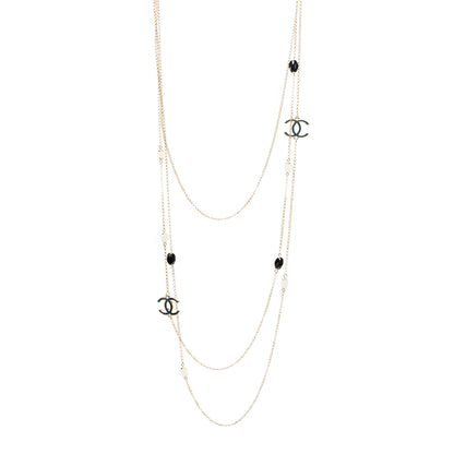 Chanel Glass Bead CC Chain Multi Strand Necklace Gold 1 of 5