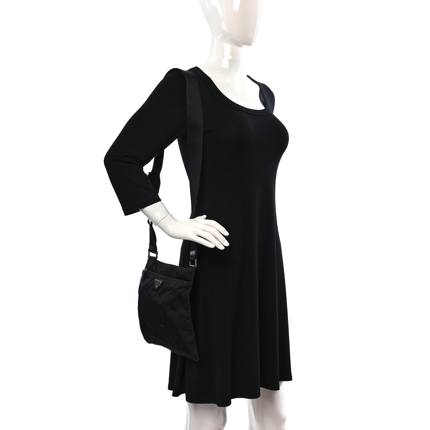 Prada Tessuto Nylon Flat Messenger Bag Black 2 of 9