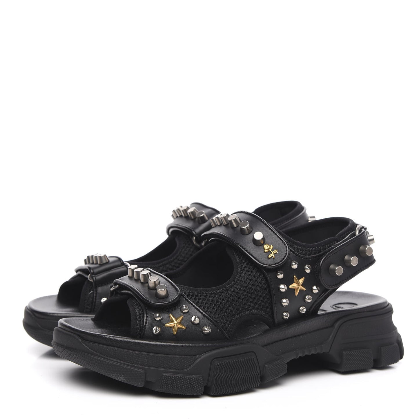 Technical Studded Canvas Calfskincandals 7 Black