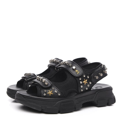 Gucci Technical Studded Canvas Calfskincandals 7 Black 3 of 8