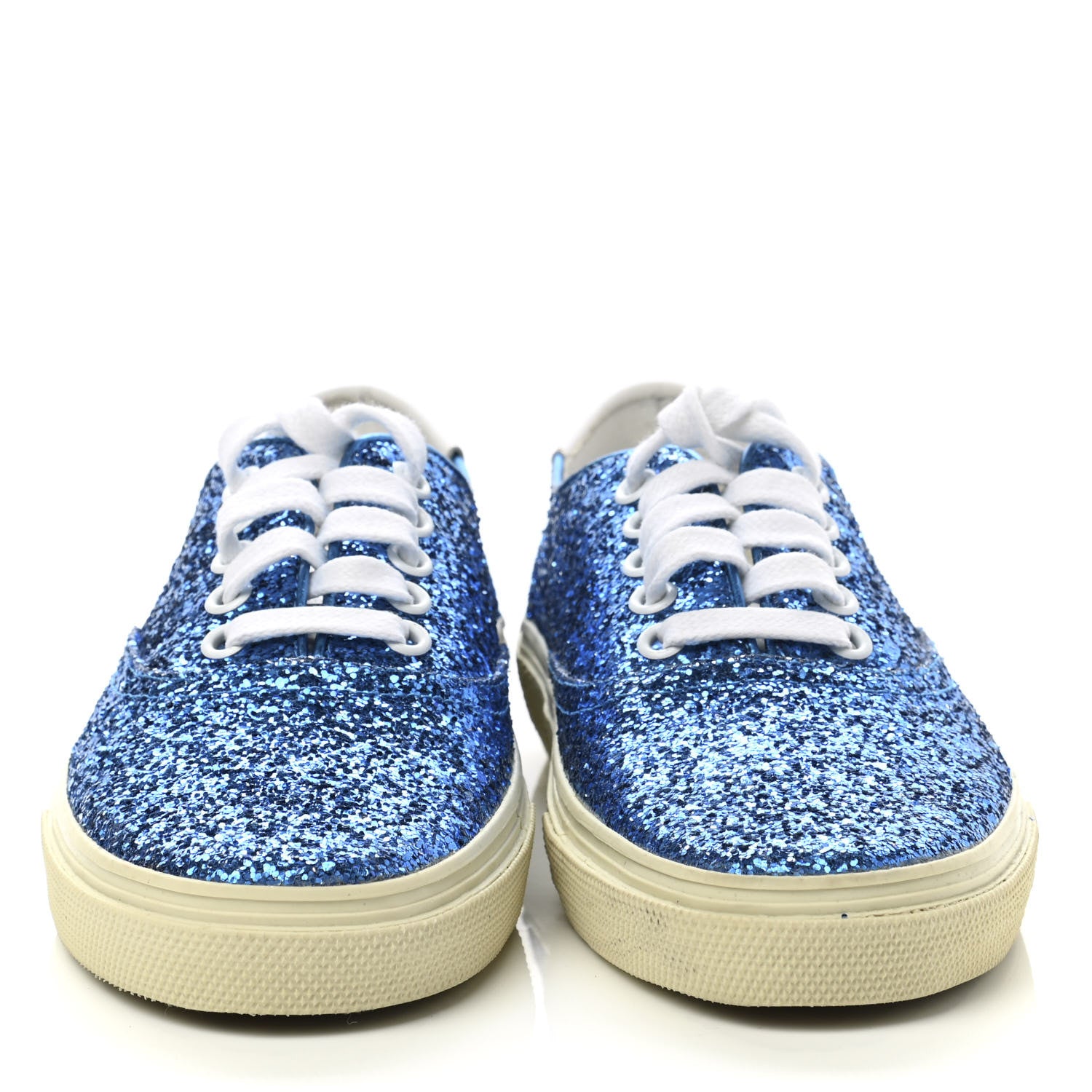 Saint Laurent Calfskin Crystal Glitter Venice Low Top Sneakers 35.5 Blue 2 of 9
