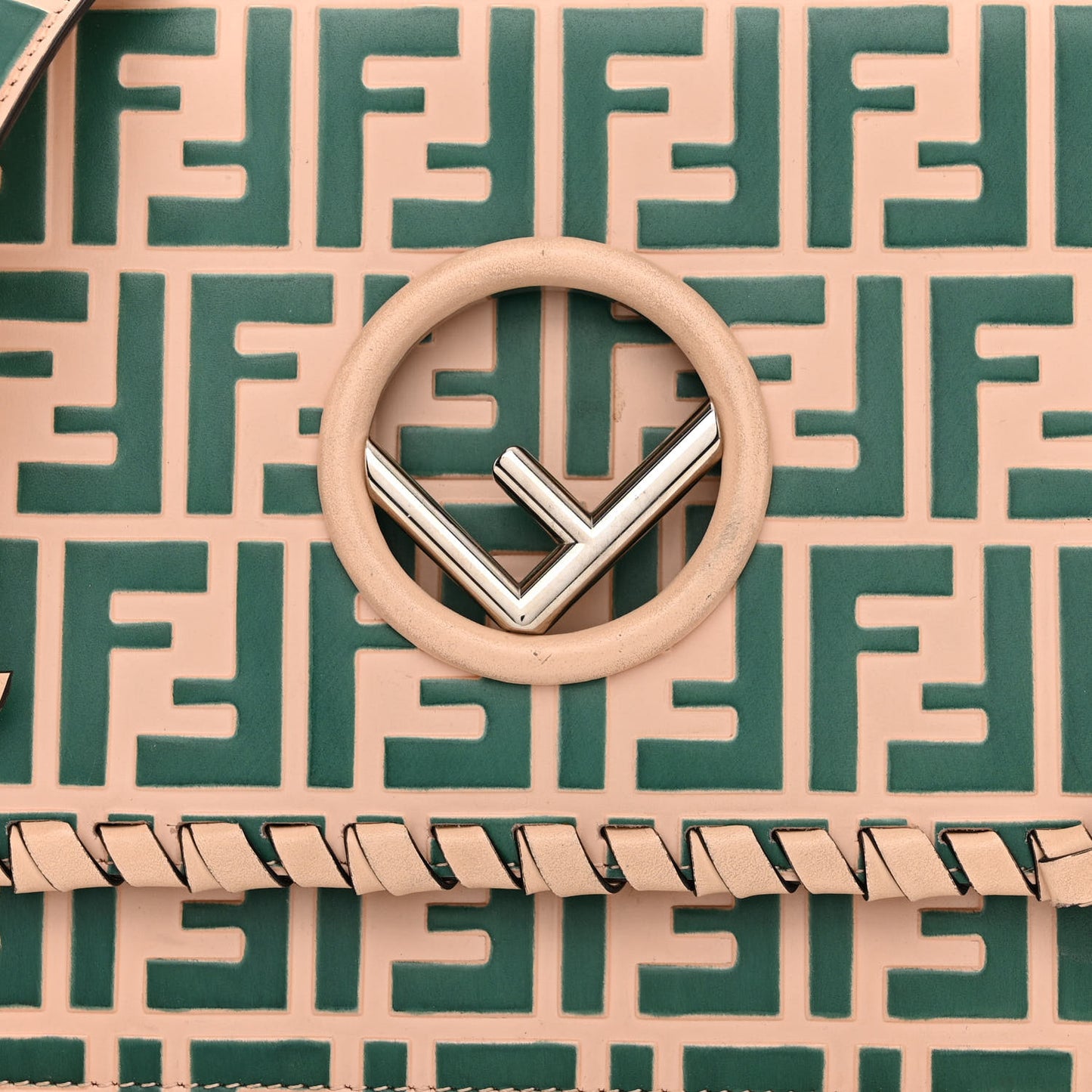 Vitello Century F is Fendi Whipstitch Threads FF Embossed Kan I Shoulder Bag Plaster Giada